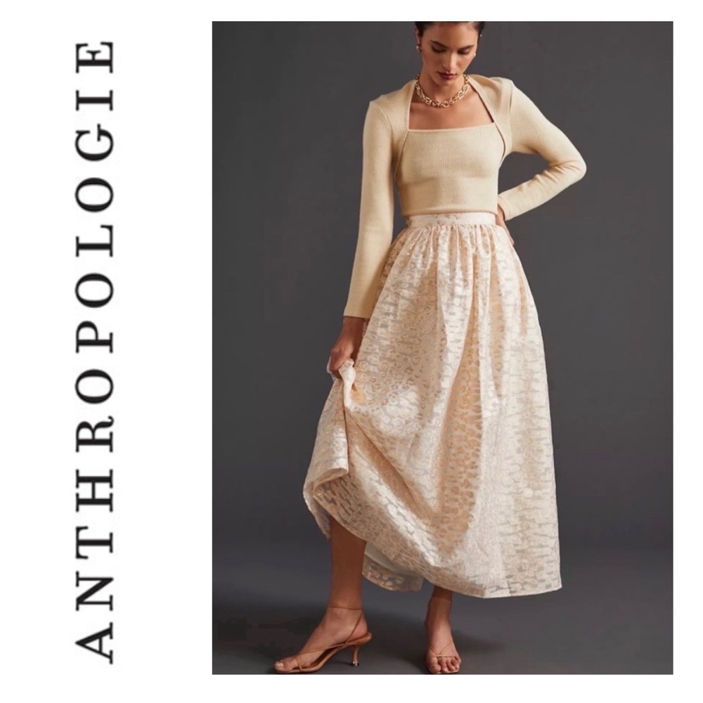 ANTHROPOLOGIE Pankaj & Nidhi Burnout Shimmer Maxi Skirt Small